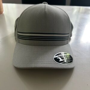 Travis Mathew Flex Fit 110 Golf Hat Grey with Navy Blue & White